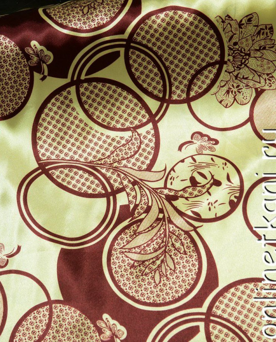 Ткань Атлас Принт 152 цвет бежевый геометрический картинка