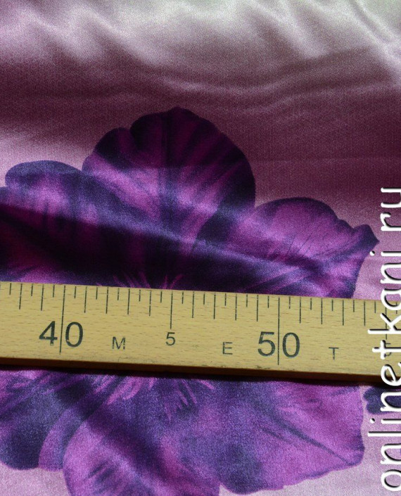 Ткань Атлас Принт 156 цвет фиолетовый цветочный картинка 2