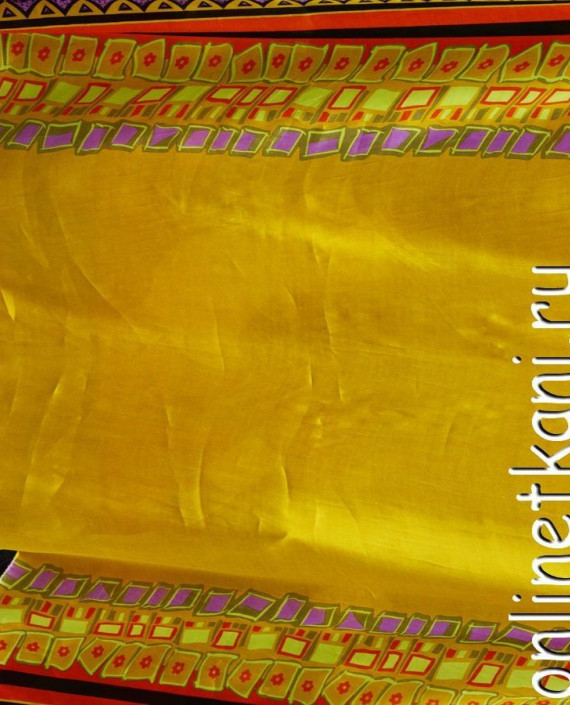 Ткань Атлас Принт 157 цвет желтый геометрический картинка 2