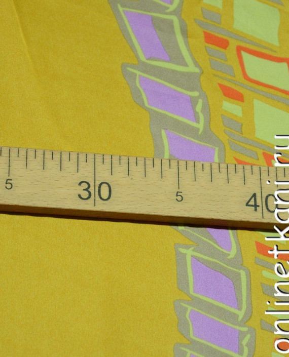 Ткань Атлас Принт 157 цвет желтый геометрический картинка 1