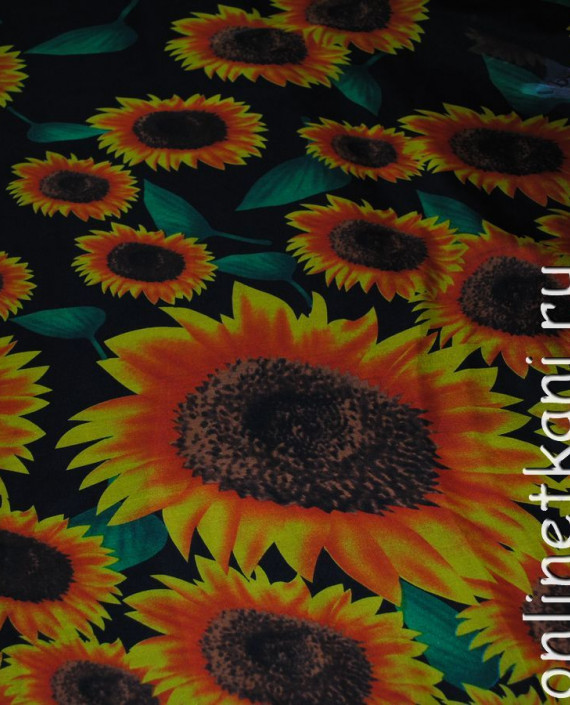 Ткань Шелк Шифон "Подсолнух" 0100 цвет разноцветный цветочный картинка