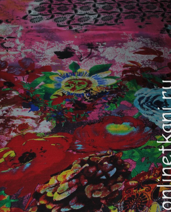 Ткань Шелк Шифон "Затейливый рисунок" 0113 цвет разноцветный цветочный картинка