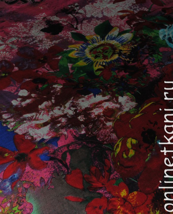 Ткань Шелк Шифон "Затейливый рисунок" 0113 цвет разноцветный цветочный картинка 3
