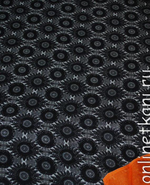 Ткань Шелк Шифон "Тайные символы" 0114 цвет черный абстрактный картинка