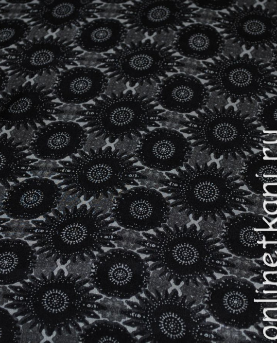 Ткань Шелк Шифон "Тайные символы" 0114 цвет черный абстрактный картинка 1