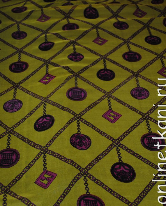 Ткань Шелк Шифон "Сокровища востока" 0116 цвет желтый геометрический картинка