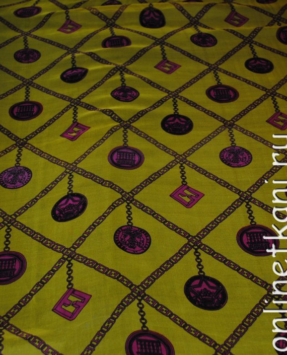 Ткань Шелк Шифон "Сокровища востока" 0116 цвет желтый геометрический картинка 4