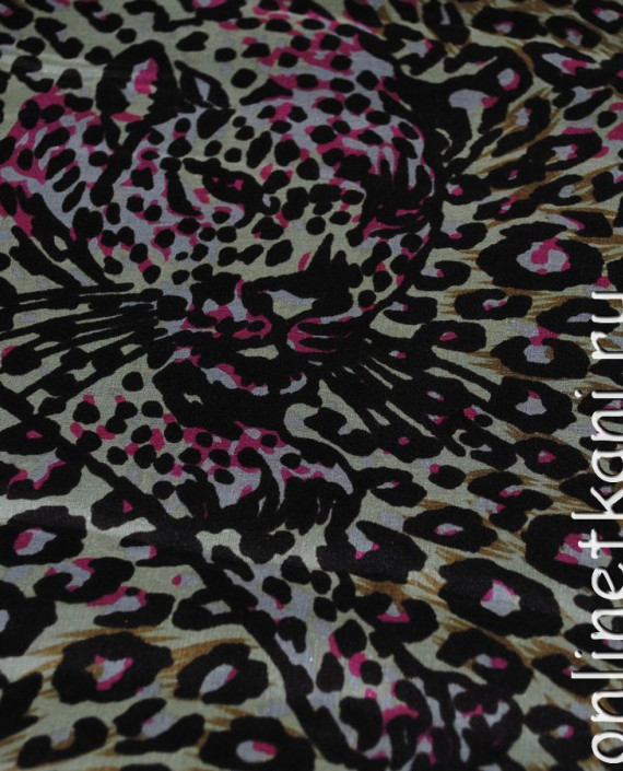 Ткань Шелк Шифон "Розовые тигры" 0117 цвет разноцветный леопардовый картинка 4