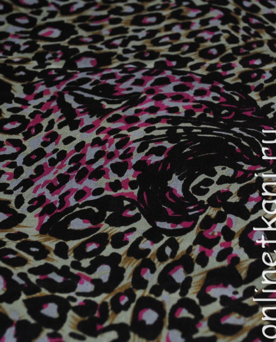 Ткань Шелк Шифон "Розовые тигры" 0117 цвет разноцветный леопардовый картинка 3