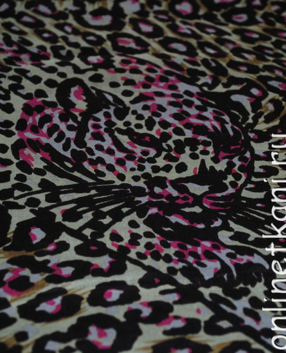 Ткань Шелк Шифон "Розовые тигры" 0117 цвет разноцветный леопардовый картинка 2