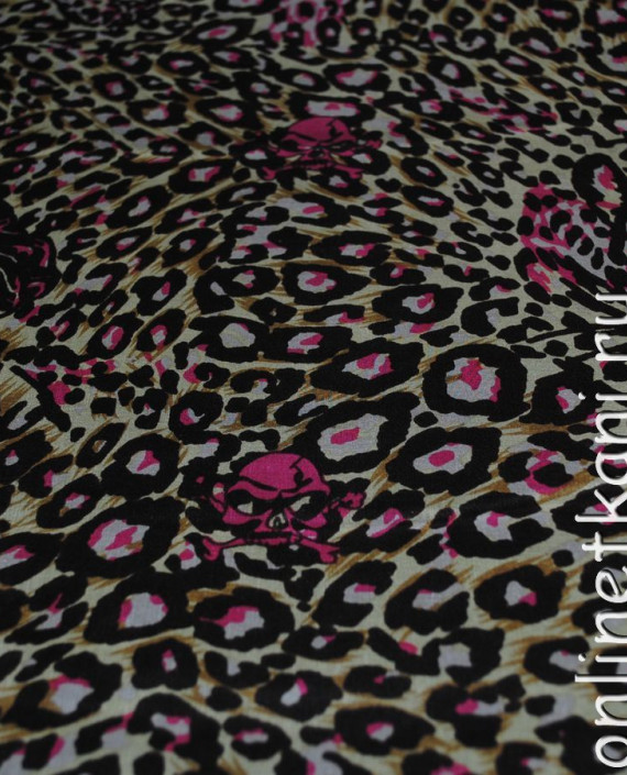 Ткань Шелк Шифон "Розовые тигры" 0117 цвет разноцветный леопардовый картинка 1