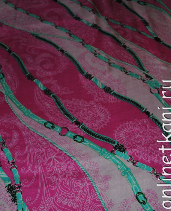 Ткань Шелк Шифон "Пляж" 0123 цвет розовый абстрактный картинка 2