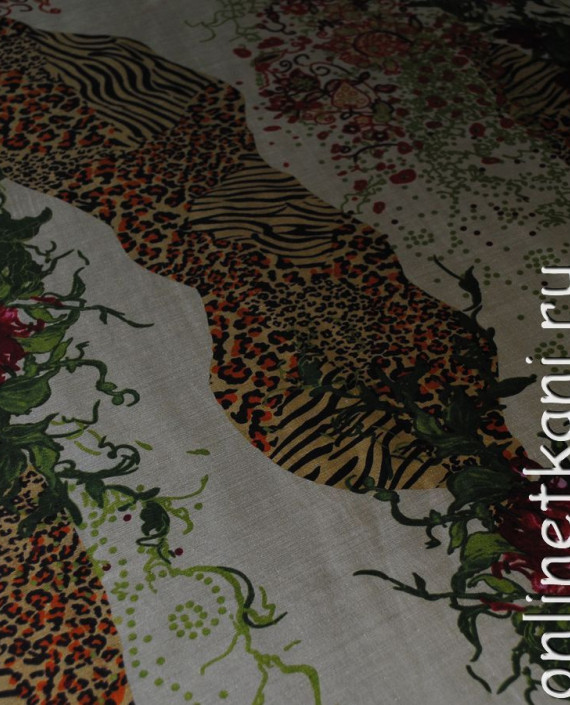 Ткань Шелк Шифон "Тигр в цветах" 0126 цвет разноцветный леопардовый картинка 4