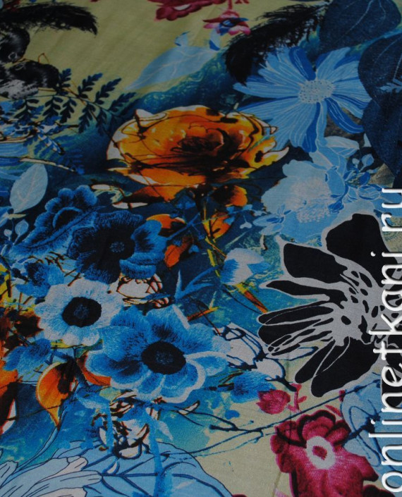 Ткань Шелк Шифон "Букет для Мальвины" 0129 цвет разноцветный цветочный картинка