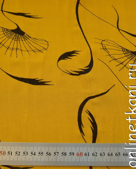 Ткань Шелк Крепдешин 0140 цвет желтый абстрактный картинка 1