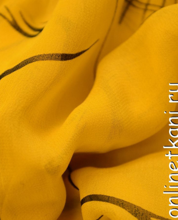 Ткань Шелк Крепдешин 0140 цвет желтый абстрактный картинка 2