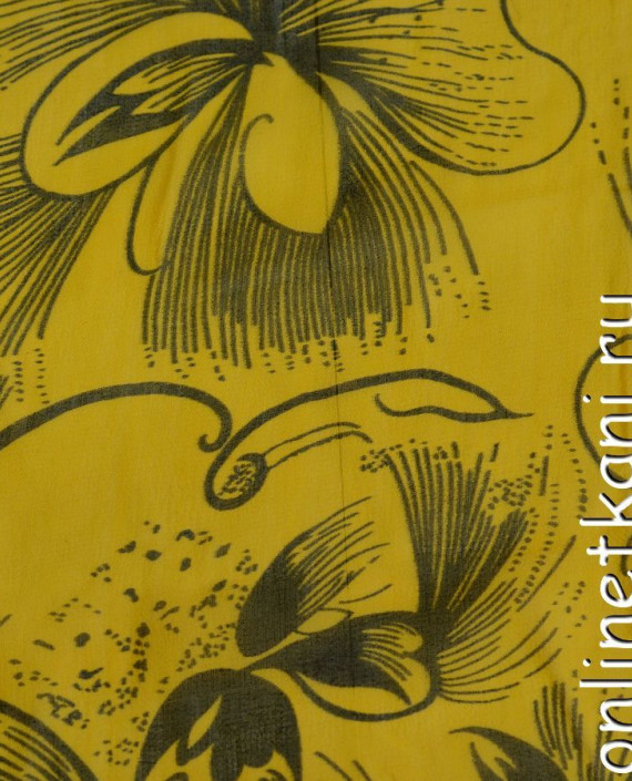 Ткань Шелк Крепдешин 0144 цвет желтый абстрактный картинка 1