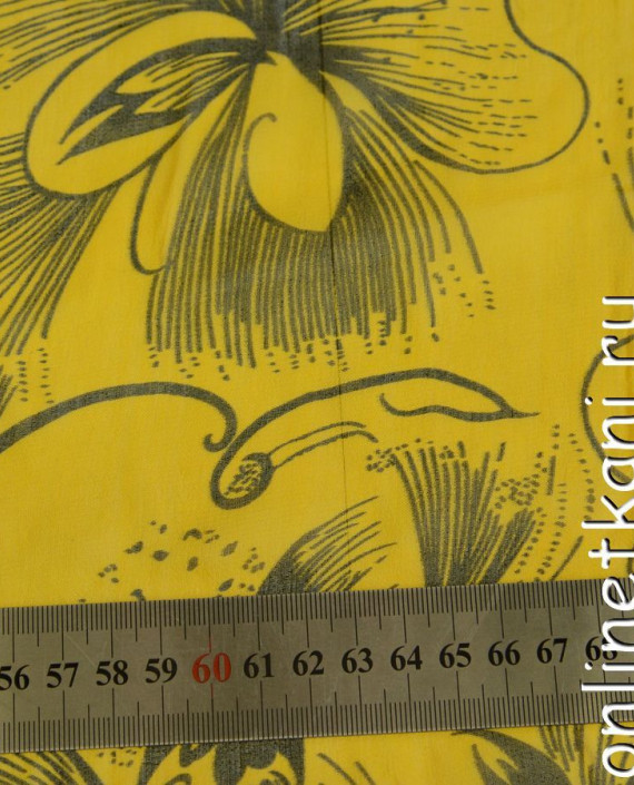 Ткань Шелк Крепдешин 0144 цвет желтый абстрактный картинка 2