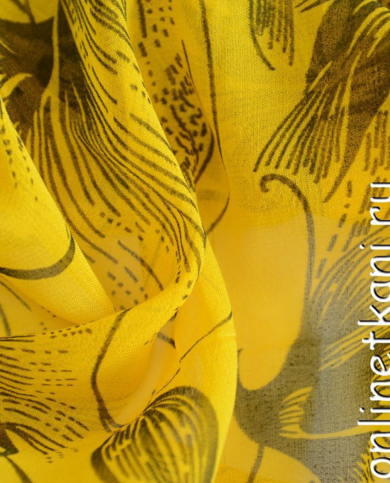 Ткань Шелк Крепдешин 0144 цвет желтый абстрактный картинка