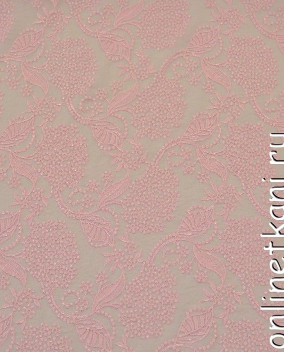 Ткань Шелк Шитье 0190 цвет розовый цветочный картинка