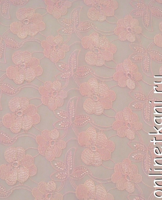 Ткань Шелк Шитье 0191 цвет розовый цветочный картинка