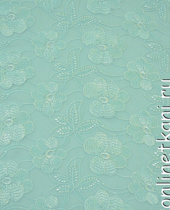 Ткань Шелк Шитье 0196 цвет зеленый цветочный картинка