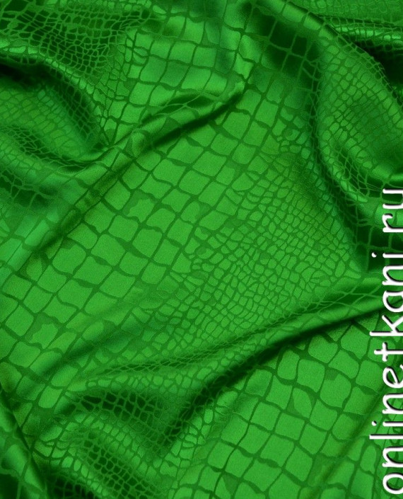 Ткань Шелк Жаккард 0201 цвет зеленый анималистический картинка