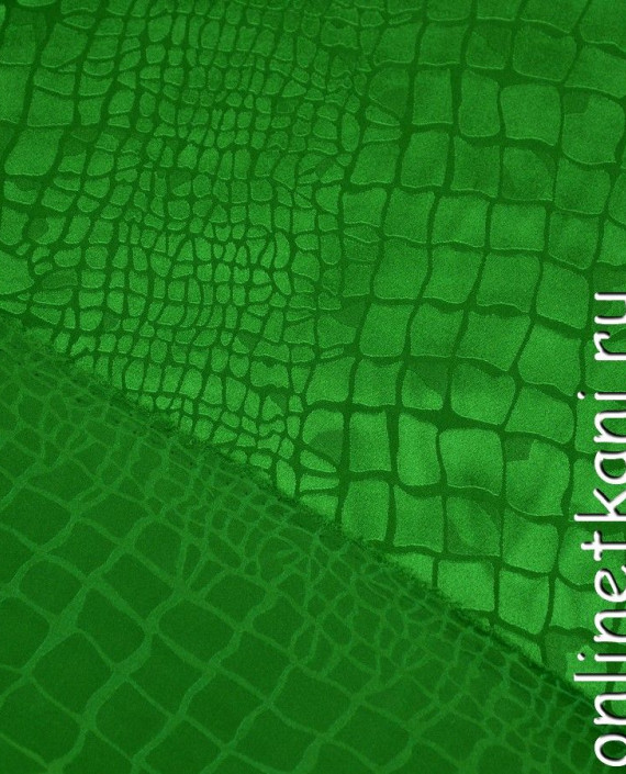 Ткань Шелк Жаккард 0201 цвет зеленый анималистический картинка 1