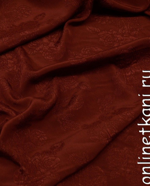 Ткань Шелк Жаккард 0204 цвет бордовый цветочный картинка