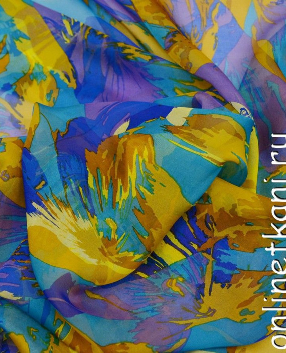 Ткань Шелк Шифон Набивной "Сичан" 0240 цвет разноцветный абстрактный картинка 2