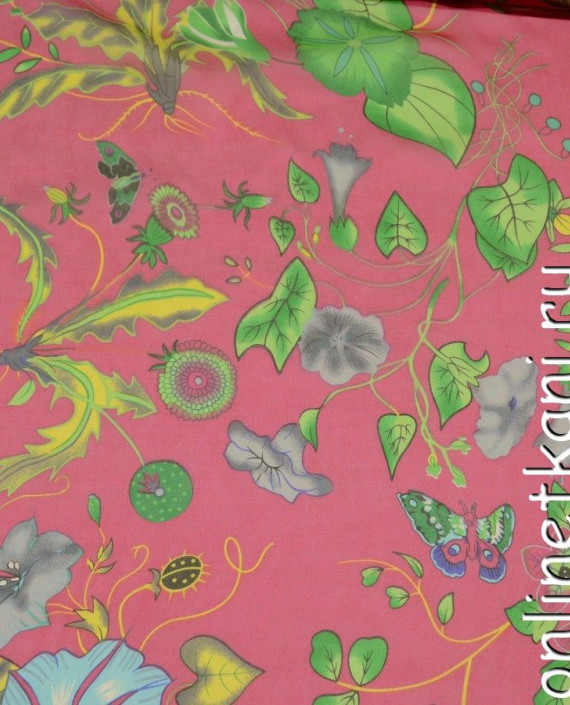 Ткань Шелк Шифон Набивной "Сиань" 0242 цвет розовый абстрактный картинка