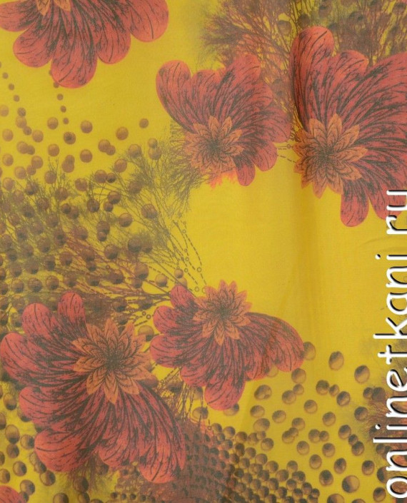 Ткань Шелк Шифон Набивной "Наньян" 0248 цвет желтый цветочный картинка
