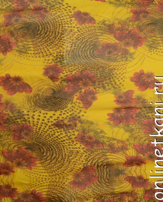 Ткань Шелк Шифон Набивной "Наньян" 0248 цвет желтый цветочный картинка 1