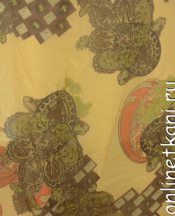 Ткань Шелк Шифон Набивной "Наньчан" 0249 цвет желтый абстрактный картинка