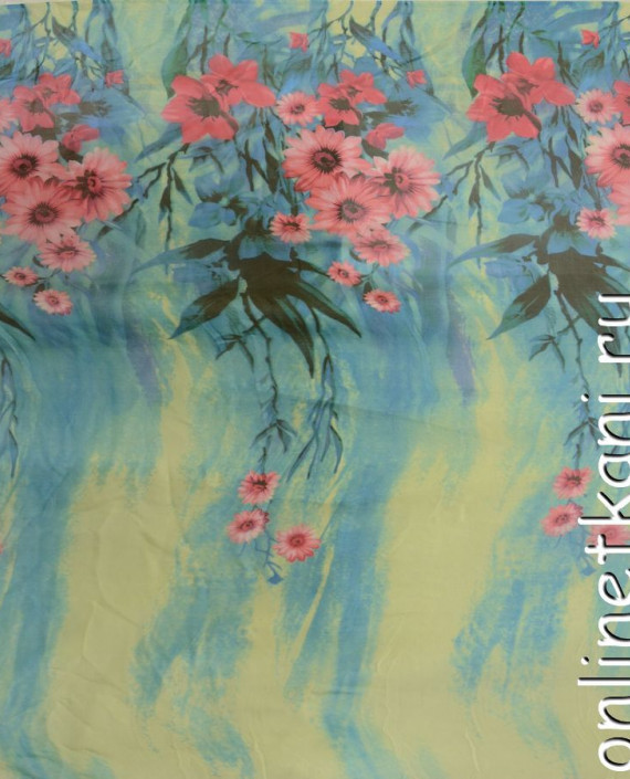 Ткань Шелк Шифон Набивной "Мяньян" 0253 цвет разноцветный цветочный картинка 2