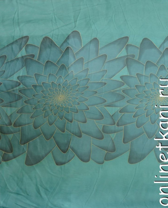Ткань Шелк Шифон Набивной "Макао" 0258 цвет бирюзовый цветочный картинка 1