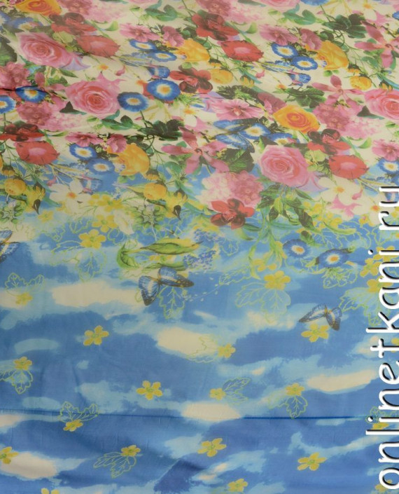 Ткань Шелк Шифон Набивной "Линьхай" 0262 цвет разноцветный цветочный картинка 2