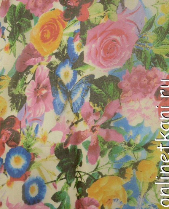 Ткань Шелк Шифон Набивной "Линьхай" 0262 цвет разноцветный цветочный картинка