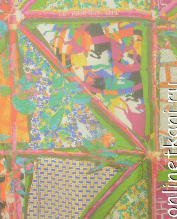 Ткань Шелк Шифон Набивной "Корла" 0267 цвет разноцветный абстрактный картинка