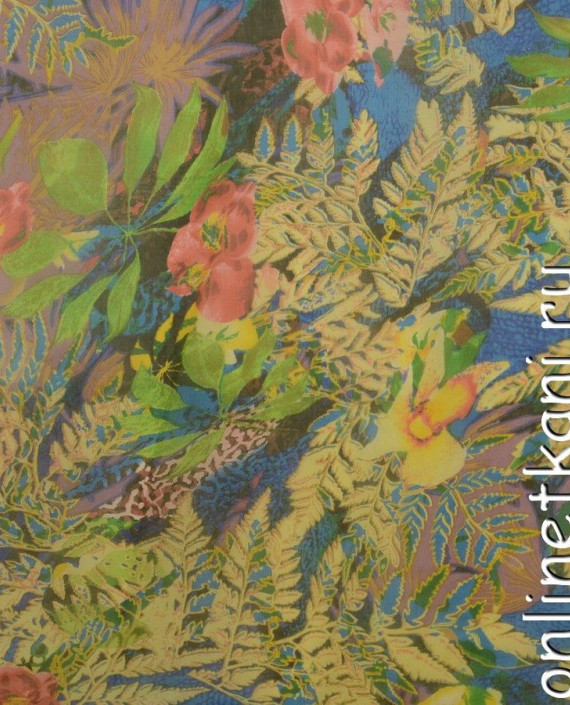 Ткань Шелк Шифон Набивной "Ичан" 0274 цвет разноцветный цветочный картинка