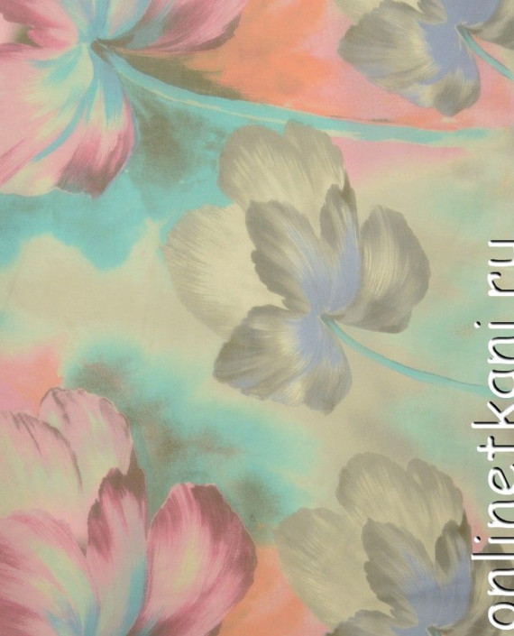 Ткань Шелк Шифон Набивной "Жичьжао" 0276 цвет разноцветный цветочный картинка