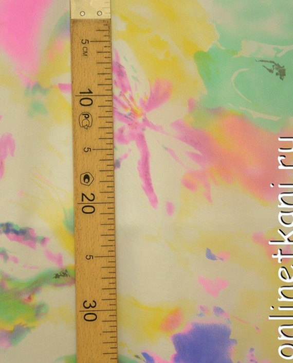 Ткань Шелк Шифон Набивной "Дунтай" 0278 цвет разноцветный цветочный картинка 1
