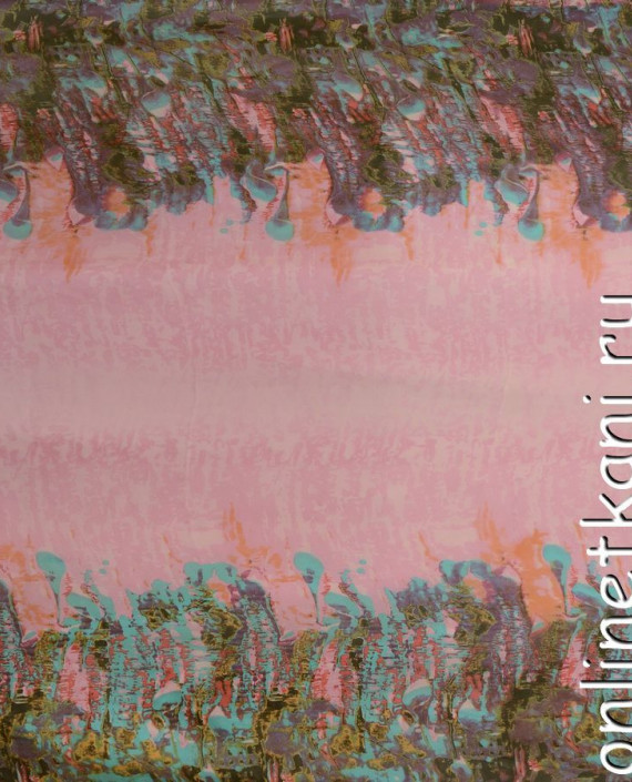 Ткань Шелк Шифон Набивной "Гуйлинь" 0283 цвет розовый абстрактный картинка 1