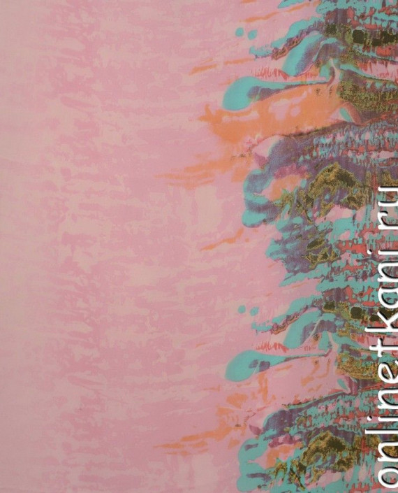 Ткань Шелк Шифон Набивной "Гуйлинь" 0283 цвет розовый абстрактный картинка