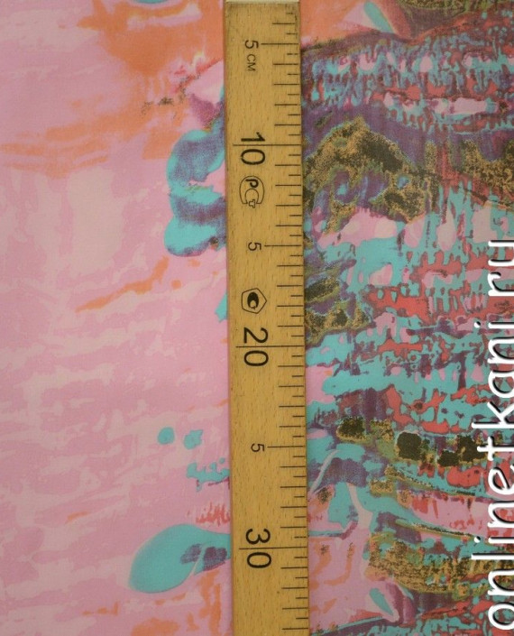 Ткань Шелк Шифон Набивной "Гуйлинь" 0283 цвет розовый абстрактный картинка 3