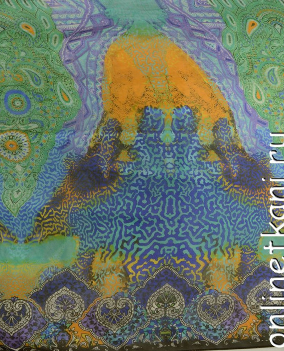 Ткань Шелк Шифон Набивной "Гунчжулин" 0286 цвет разноцветный абстрактный картинка 2