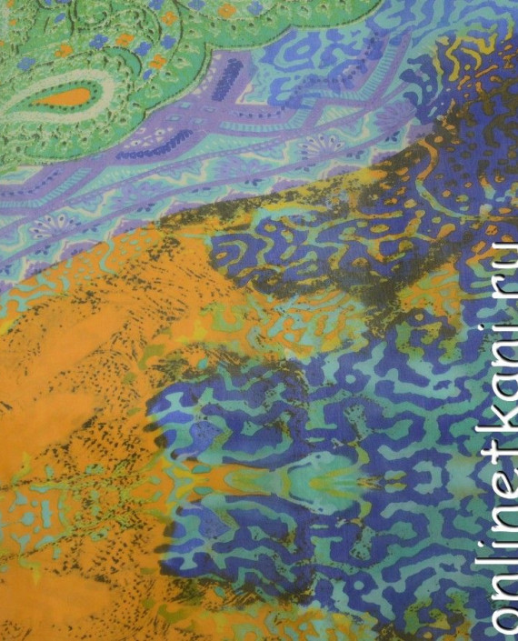 Ткань Шелк Шифон Набивной "Гунчжулин" 0286 цвет разноцветный абстрактный картинка