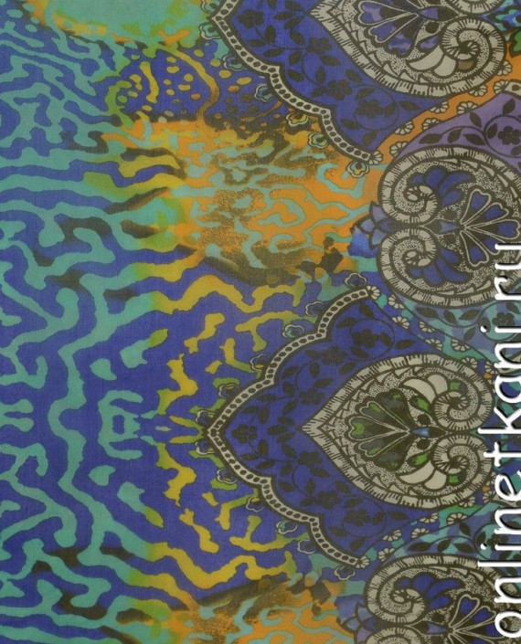Ткань Шелк Шифон Набивной "Гунчжулин" 0286 цвет разноцветный абстрактный картинка 3