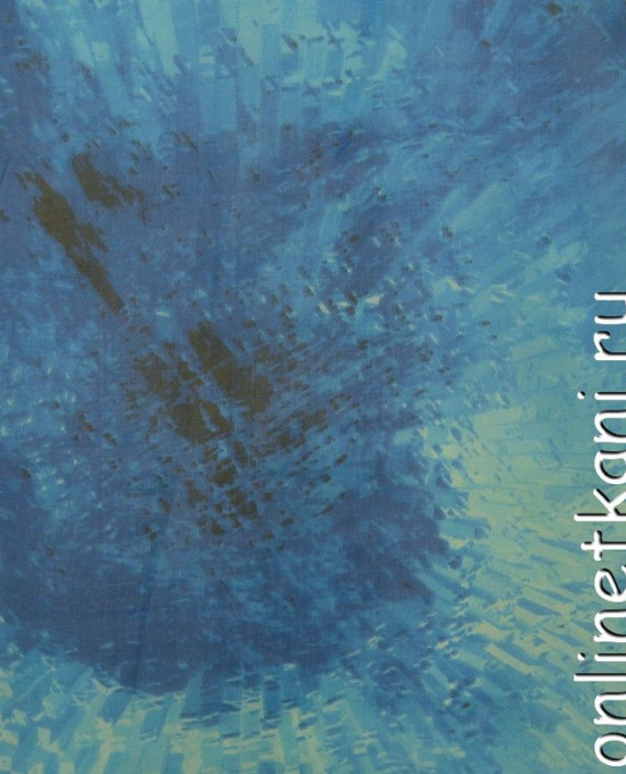Ткань Шелк Шифон Набивной "Бэйхай" 0294 цвет голубой абстрактный картинка