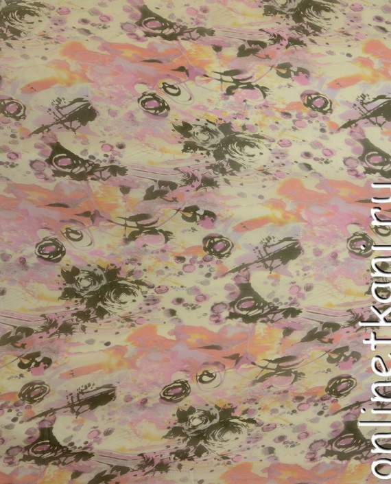 Ткань Шелк Шифон Набивной "Баодин" 0297 цвет разноцветный абстрактный картинка 1